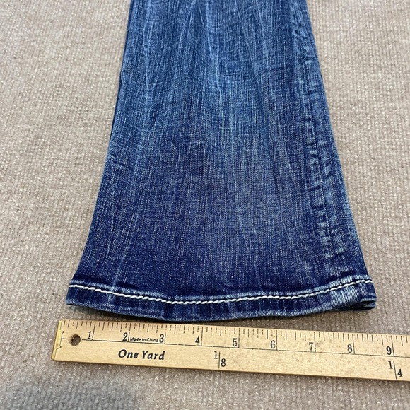 Miss Me Bootcut Jeans Womens 29 Medium Wash Stretch Rhinestone Embroidered Boho - Picture 12 of 13